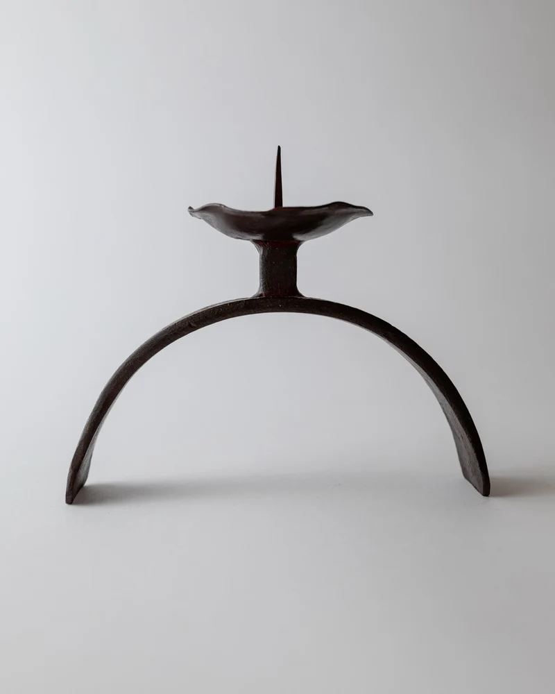 1960s Hand Forged Iron Candle Holder