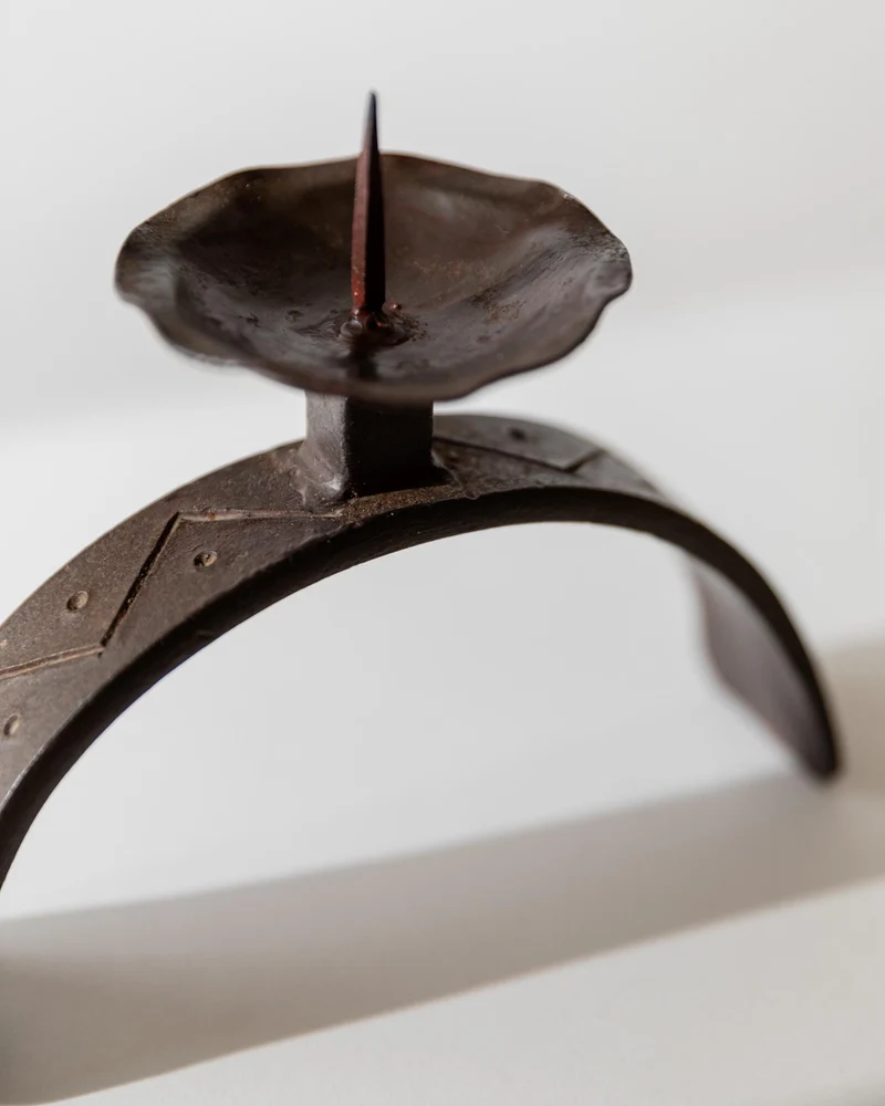 1960s Hand Forged Iron Candle Holder