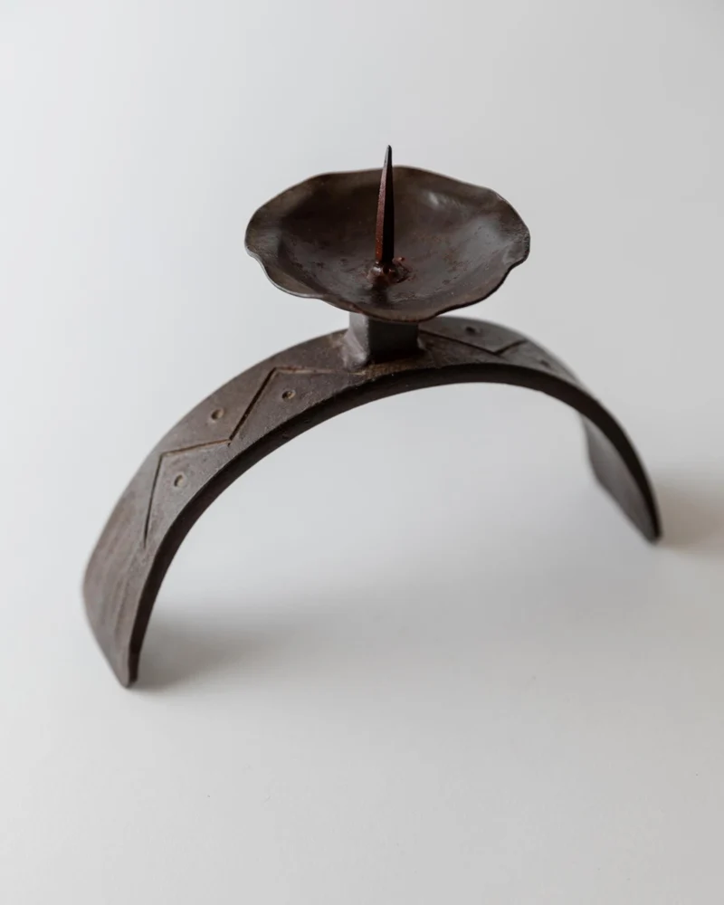 1960s Hand Forged Iron Candle Holder