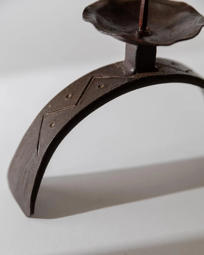1960s Hand Forged Iron Candle Holder
