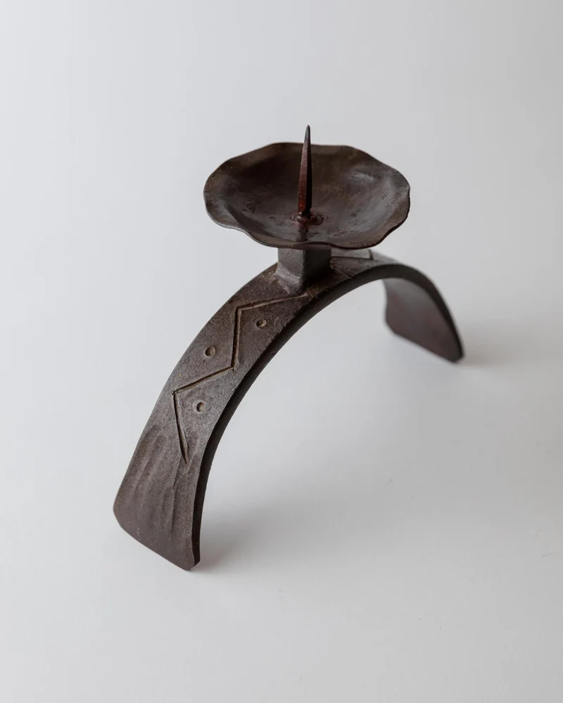 1960s Hand Forged Iron Candle Holder