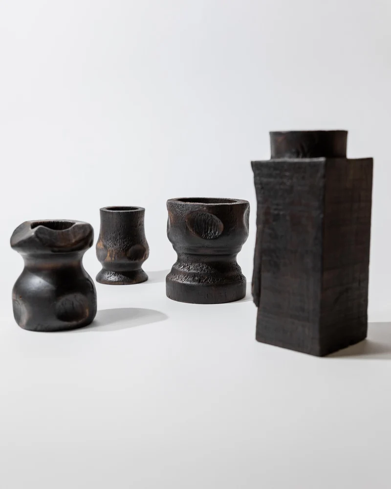 1960s Hand Carved Wood Objects Set of 4