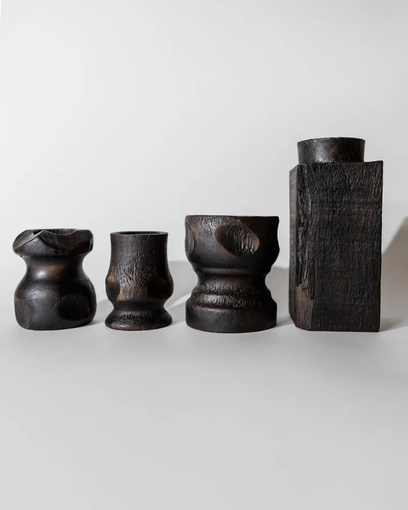 1960s Hand Carved Wood Objects Set of 4