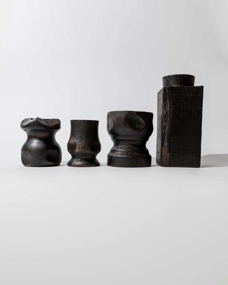 1960s Hand Carved Wood Objects Set of 4