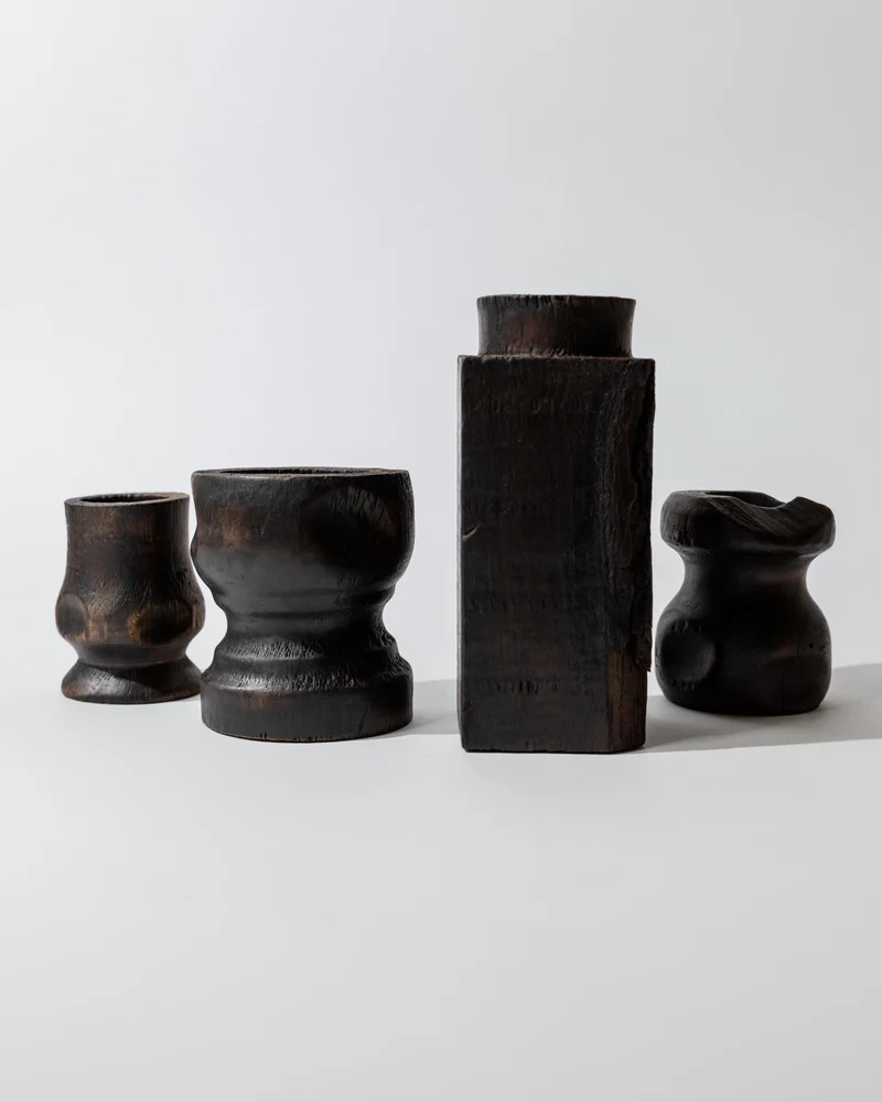 1960s Hand Carved Wood Objects Set of 4