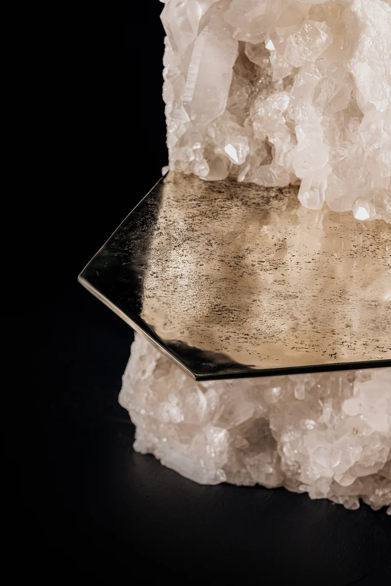 CRISTALLO Coffee Table in Brass and Quartz