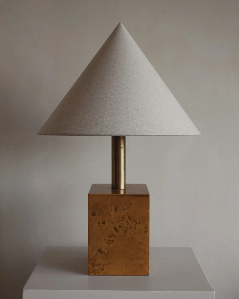 Modern Burl Wood Table Lamp