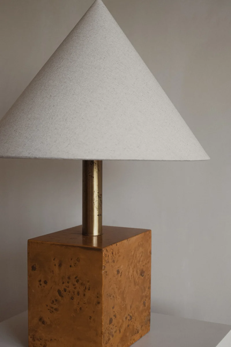 Modern Burl Wood Table Lamp