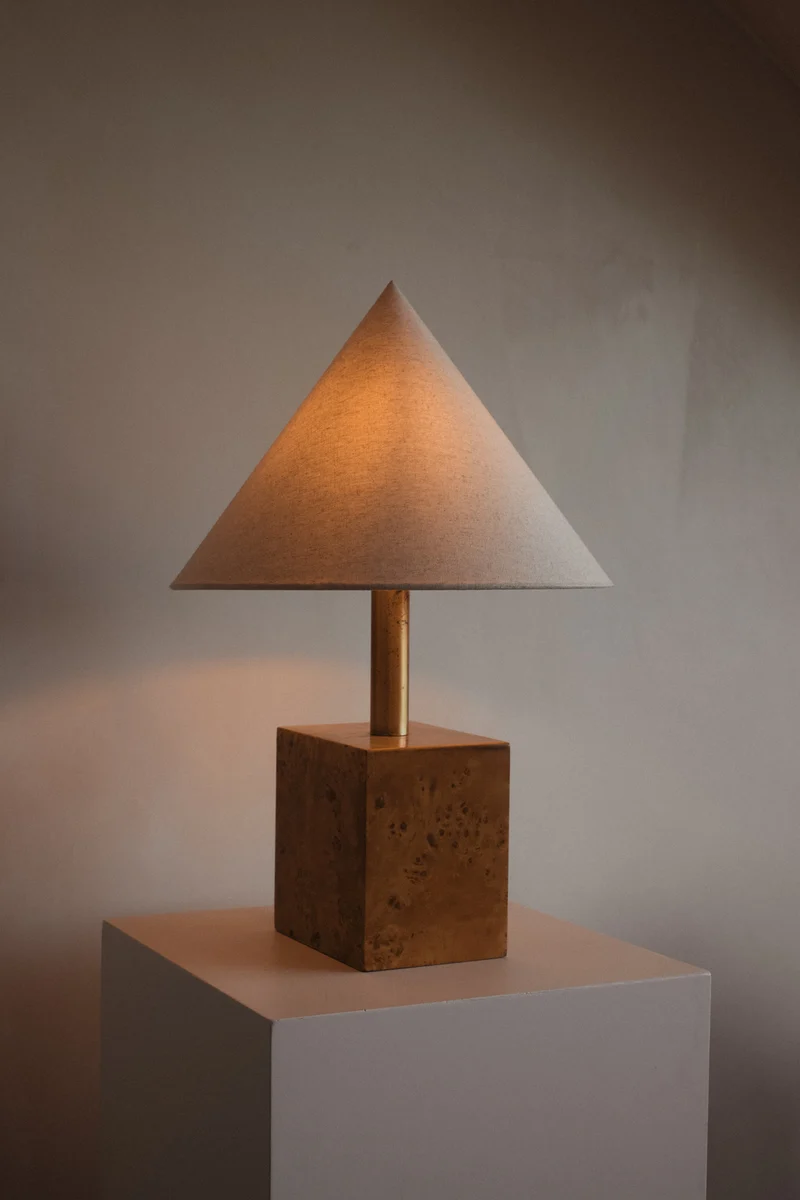 Modern Burl Wood Table Lamp