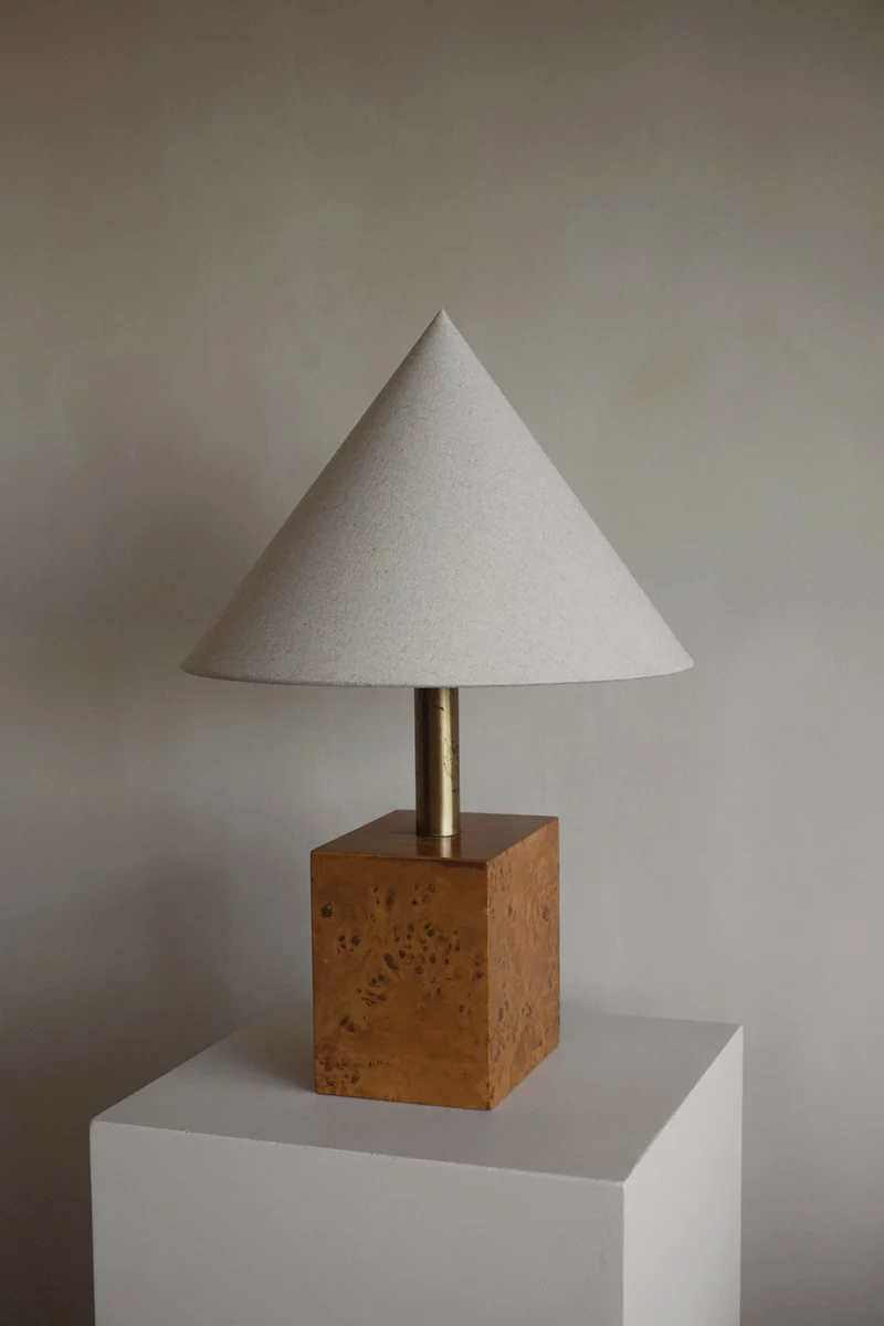 Modern Burl Wood Table Lamp