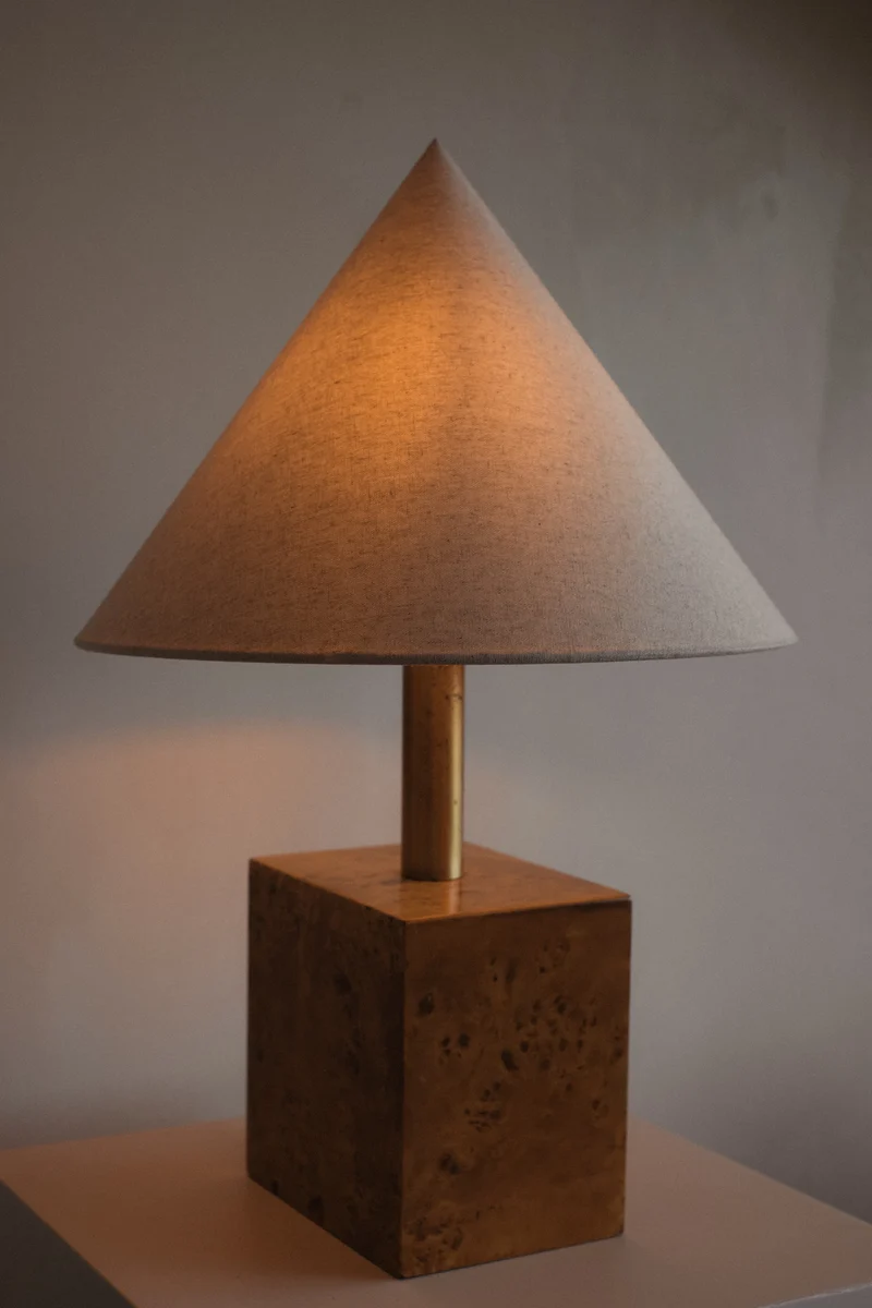Modern Burl Wood Table Lamp