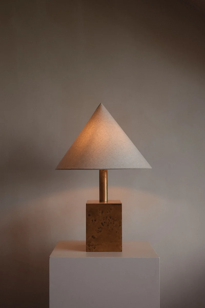 Modern Burl Wood Table Lamp
