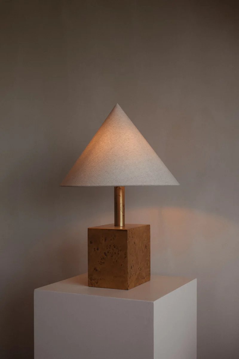 Modern Burl Wood Table Lamp