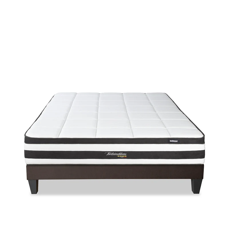 Ensemble Fontainebleau - Matelas ressorts ensachés + mémoire de forme + Sommier - 25 cm d'épaisseur