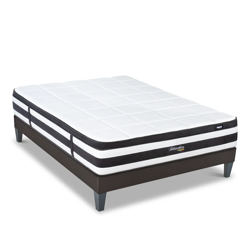 Ensemble Fontainebleau - Matelas ressorts ensachés + mémoire de forme + Sommier - 25 cm d'épaisseur