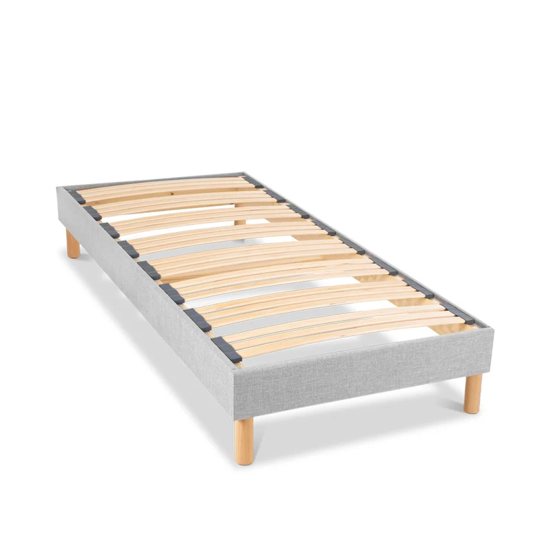 Sommier à lattes bois Capitole - Tri-lattes ergonomiques - Gris clair - Livré en kit
