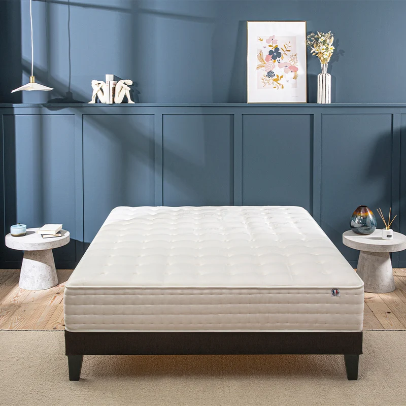 Ensemble Châtelet - Matelas mousse mémoire de forme + Sommier bois - 24 cm d'épaisseur - Accueil moelleux, soutien ferme