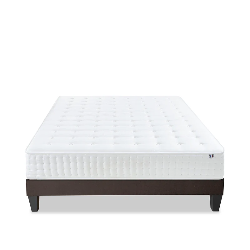 Ensemble Châtelet - Matelas mousse mémoire de forme + Sommier bois - 24 cm d'épaisseur - Accueil moelleux, soutien ferme