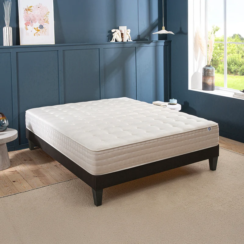Ensemble Châtelet - Matelas mousse mémoire de forme + Sommier bois - 24 cm d'épaisseur - Accueil moelleux, soutien ferme