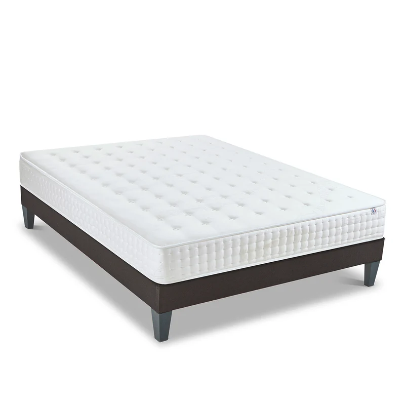 Ensemble Châtelet - Matelas mousse mémoire de forme + Sommier bois - 24 cm d'épaisseur - Accueil moelleux, soutien ferme