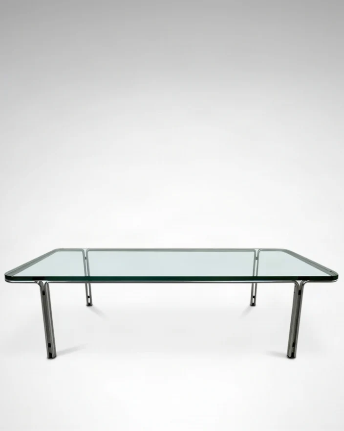 T112 Steel and Glass Coffee Table by Horst Brüning for Kill International, 1970s