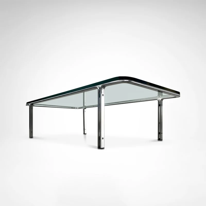 T112 Steel and Glass Coffee Table by Horst Brüning for Kill International, 1970s