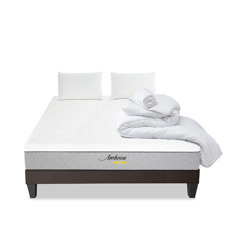 Pack Amboise - Matelas + Sommier + Accessoires - La chambre équipée en une fois - 24 cm d'épaisseur