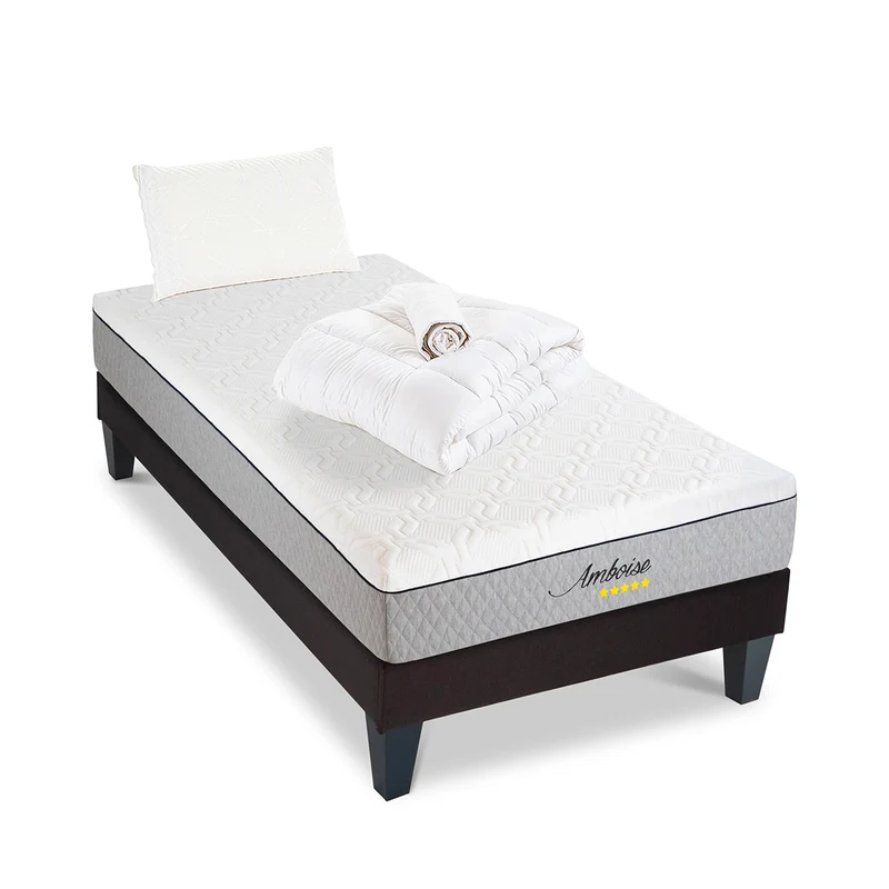 Pack Amboise - Matelas + Sommier + Accessoires - La chambre équipée en une fois - 24 cm d'épaisseur