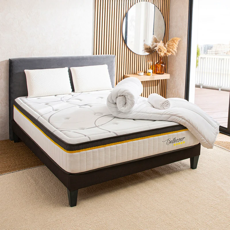 Pack prêt à dormir Bellecour 3.0 - Matelas + Sommier + Couette, oreillers, protège-matelas - 30 cm d'épaisseur
