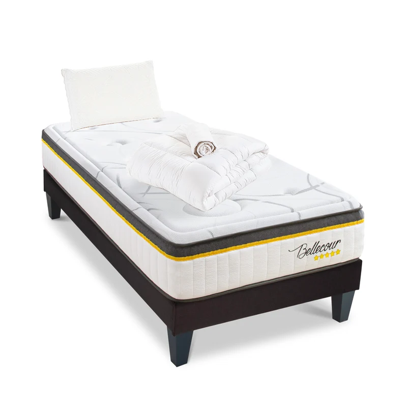 Pack prêt à dormir Bellecour 3.0 - Matelas + Sommier + Couette, oreillers, protège-matelas - 30 cm d'épaisseur