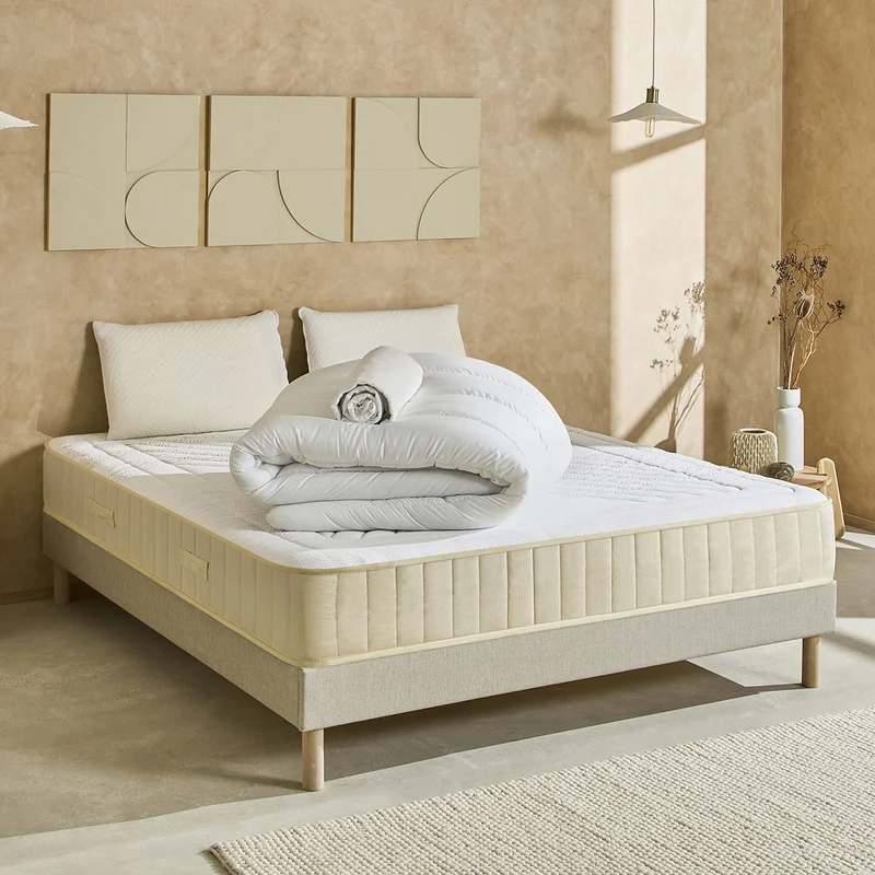 Pack prêt à dormir Symphonie 2.0 - Matelas + Sommier + Couette, oreillers, protège-matelas - 25 cm d'épaisseur