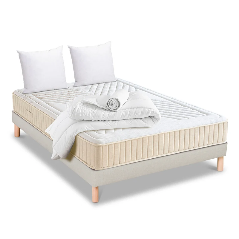 Pack prêt à dormir Symphonie 2.0 - Matelas + Sommier + Couette, oreillers, protège-matelas - 25 cm d'épaisseur