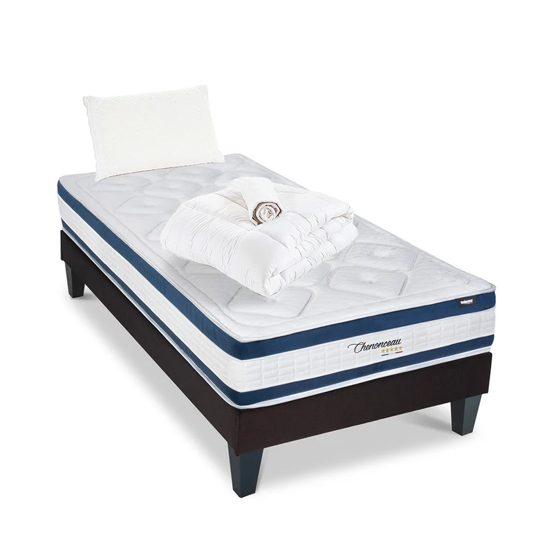 Pack Chenonceau - Matelas + Sommier + Accessoires - La chambre équipée en une fois - 26 cm d'épaisseur