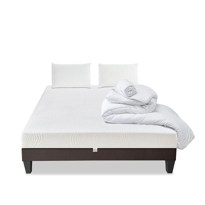 Pack Vosges - Matelas + Sommier + Accessoires - La chambre équipée en une fois - 15 cm d'épaisseur