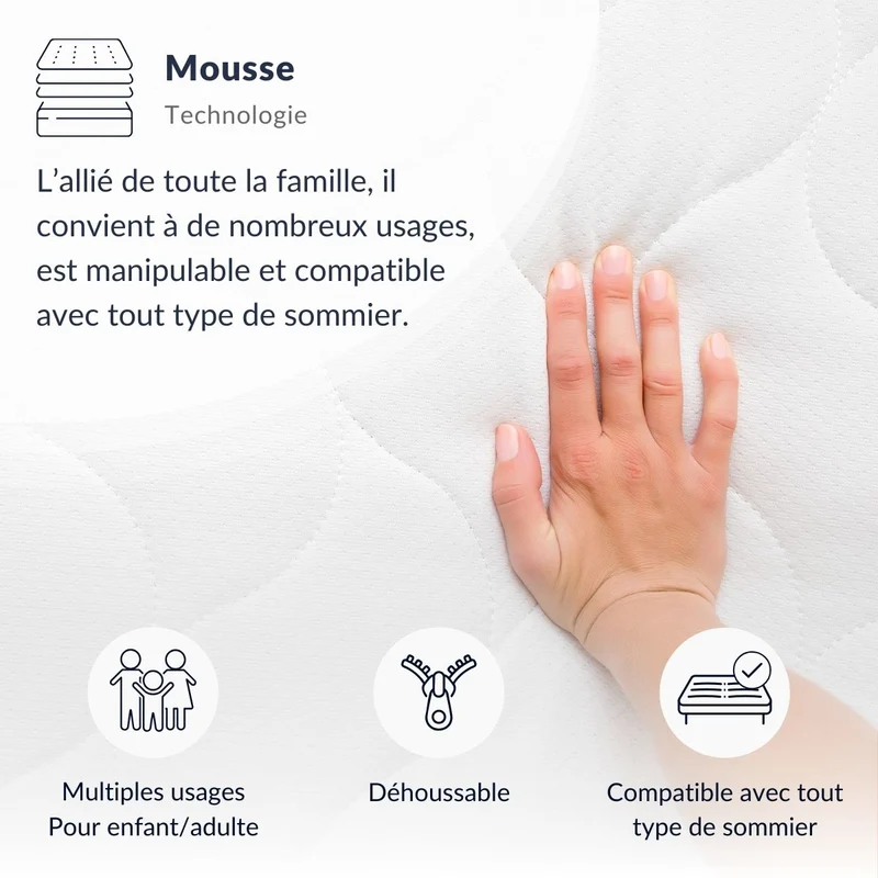 Pack Vosges - Matelas + Sommier + Accessoires - La chambre équipée en une fois - 15 cm d'épaisseur
