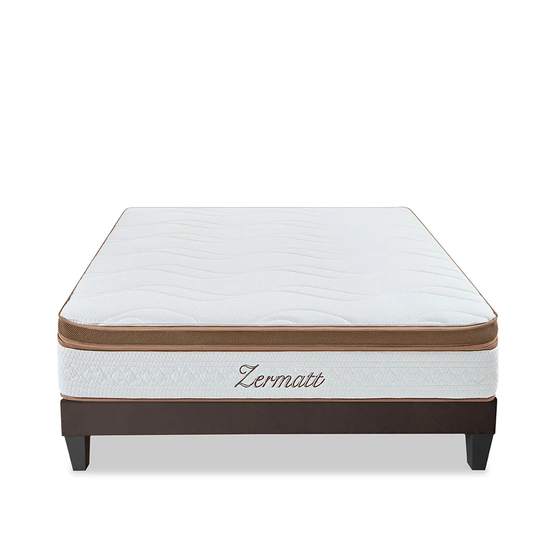 Ensemble Zermatt - Matelas mousse mémoire de forme + Sommier bois - 31 cm d'épaisseur