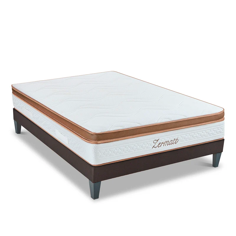 Ensemble Zermatt - Matelas mousse mémoire de forme + Sommier bois - 31 cm d'épaisseur