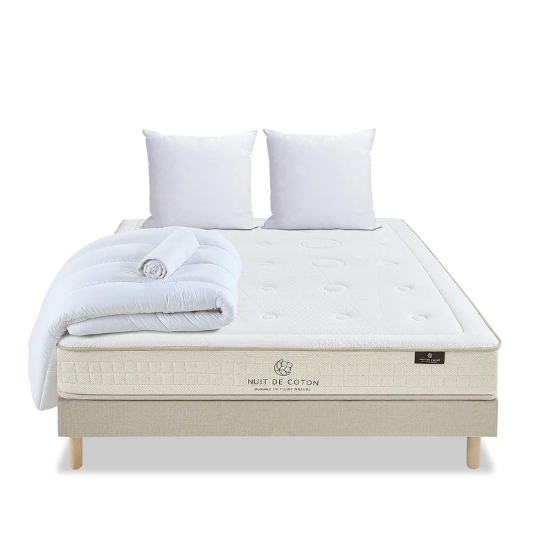Pack Prélude 2.0 - Matelas + Sommier + Accessoires - La chambre équipée en une fois - 25 cm d'épaisseur