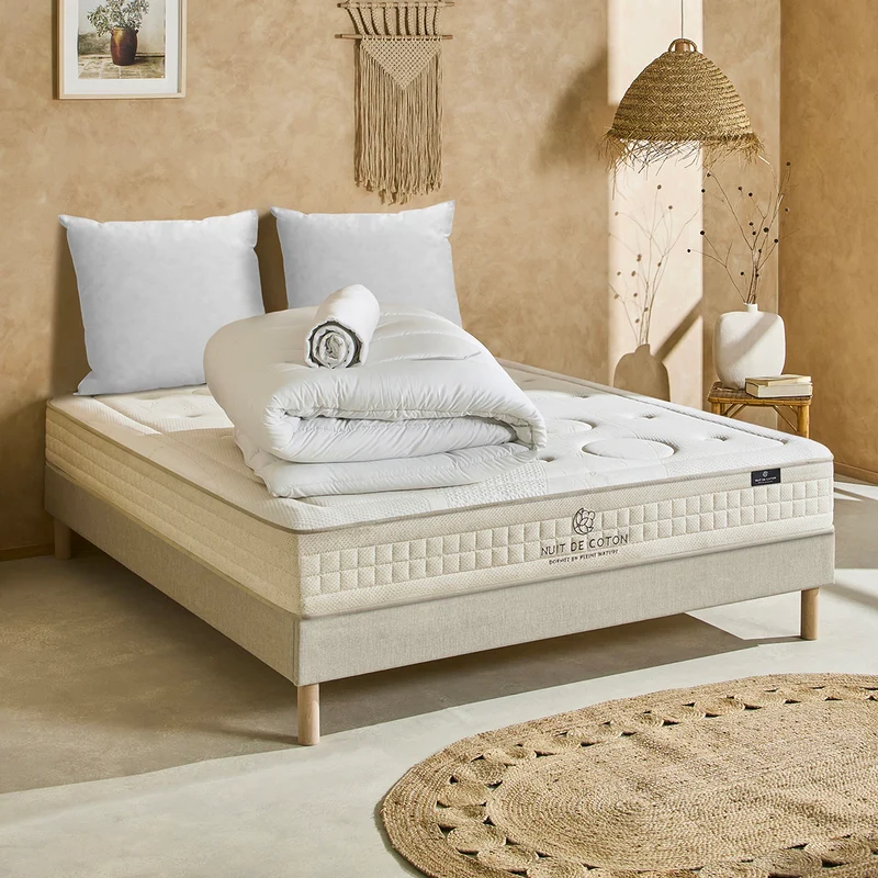 Pack Prélude 2.0 - Matelas + Sommier + Accessoires - La chambre équipée en une fois - 25 cm d'épaisseur