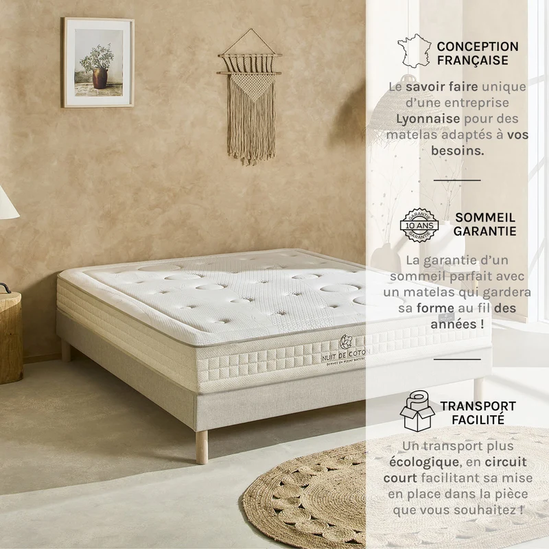 Pack Prélude 2.0 - Matelas + Sommier + Accessoires - La chambre équipée en une fois - 25 cm d'épaisseur