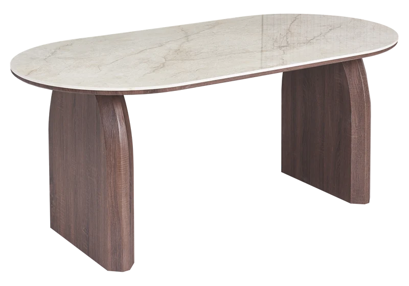 Ensemble table à manger ovale marbre et 4 chaises - Nael