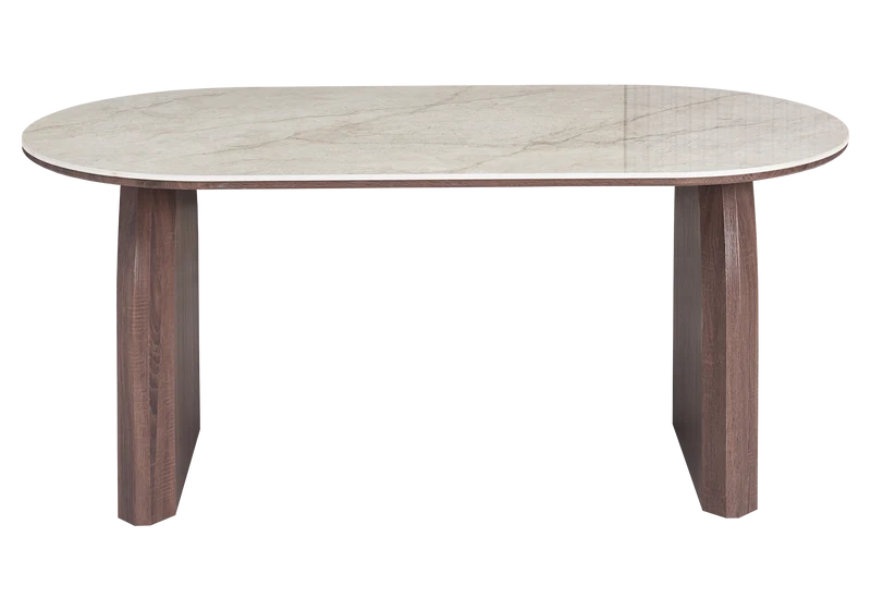 Ensemble table à manger ovale marbre et 4 chaises - Nael