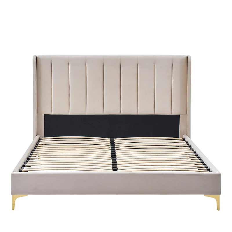Lit Velours Beige LAVEZZI