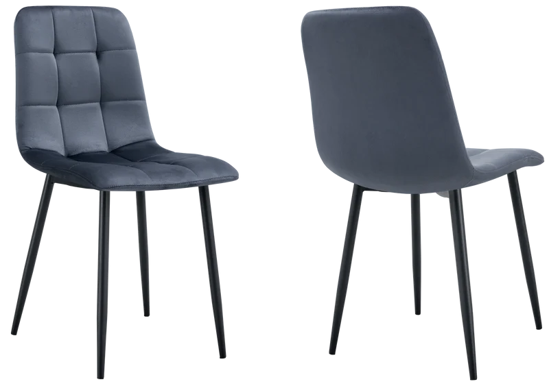 Chaises en velours anthracite capitonnées - Milan x4
