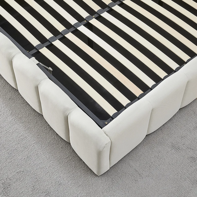 Lit Coffre Tissu Beige MADELEINE