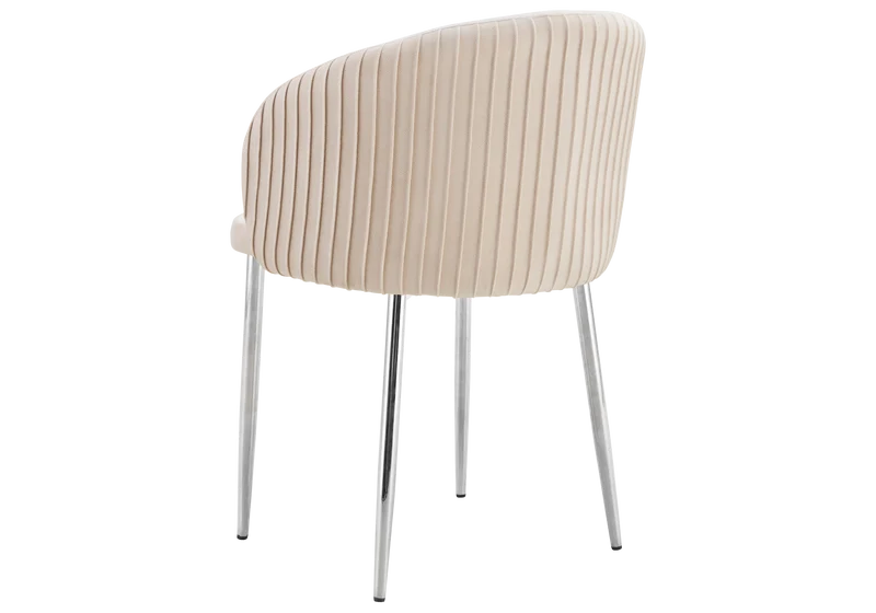 Chaise salle manger velours beige pieds chromé - Sora x2