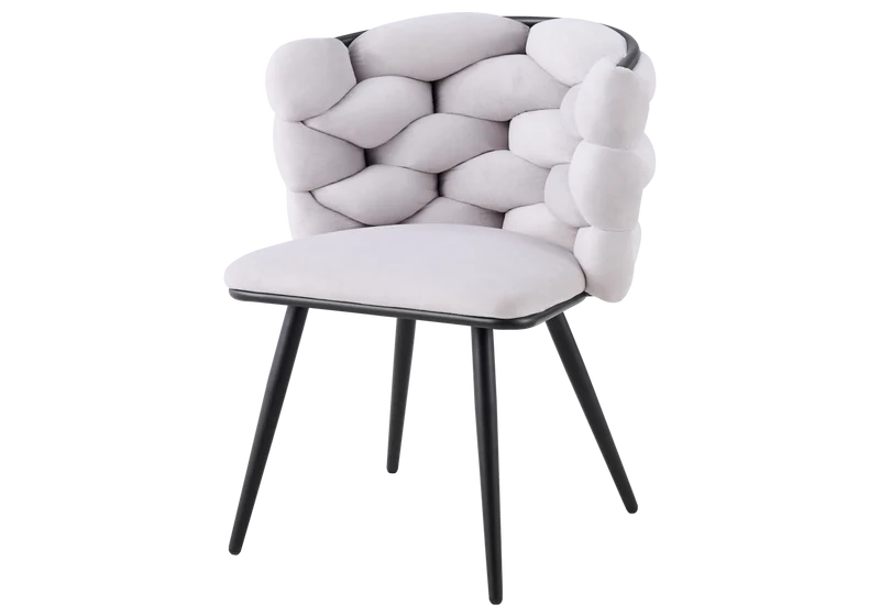 Chaise de table velours gris pieds noirs - Cloud x2