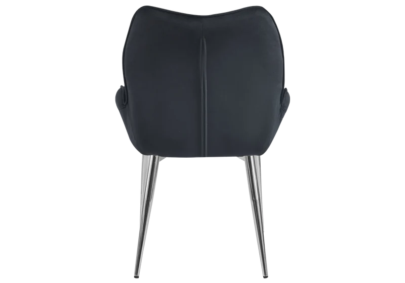 Fauteuil de table velours anthracite pieds argentés - Lyon x2
