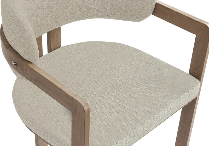 Fauteuil de table bouclé sable bois clair - Lyra x2