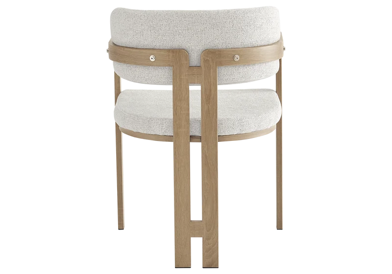 Fauteuil de table bouclé beige bois clair - Lyra x2